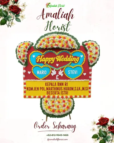 Karangan Papan Bunga Pernikahan di Cimungkal